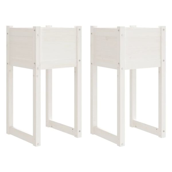 vidaXL Planters 2 pcs White 40x40x81 cm Solid Wood Pine