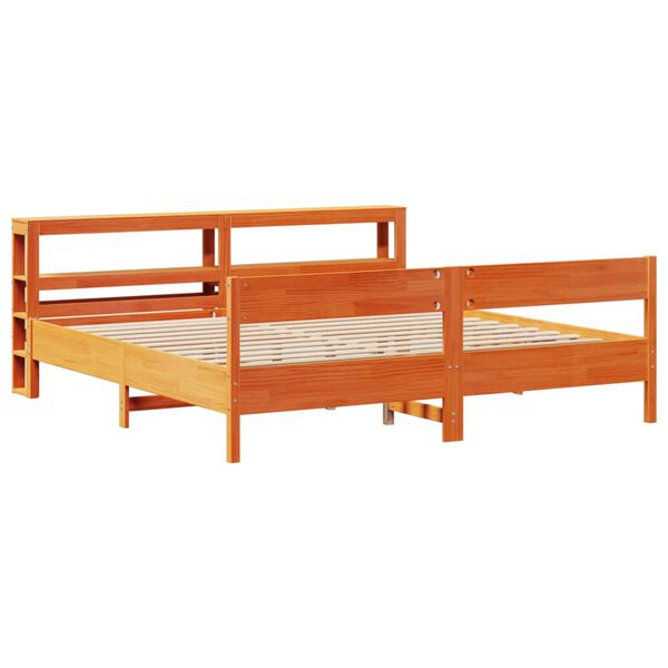 vidaXL Bed Frame without Mattress Wax Brown 180x200 cm Super King Solid Wood Pine