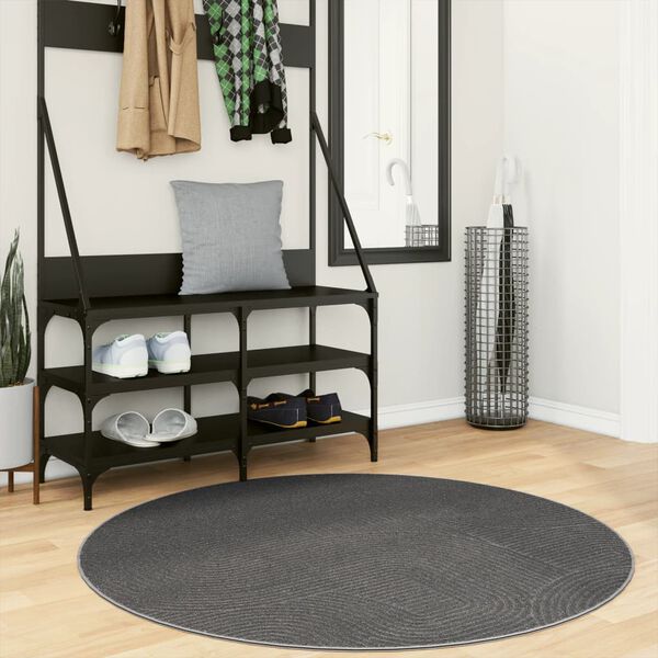 vidaXL Rug IZA Short Pile Scandinavian Look Anthracite &Oslash; 120 cm