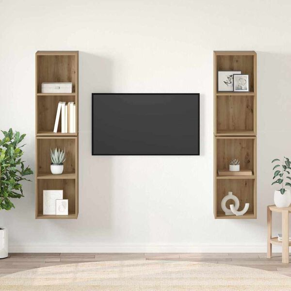 vidaXL TV Cabinet Set Wall-mounted 4 pcs Artisan Oak 37 x 37 x 72 cm