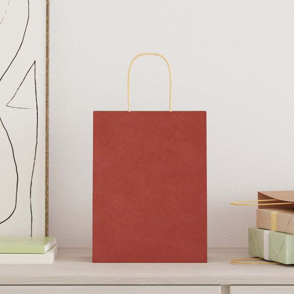 vidaXL Paper Bags 50 pcs with Handles Red 21x11x28 cm