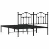 vidaXL Metal Bed Frame without Mattress with Headboard Black 135x190cm