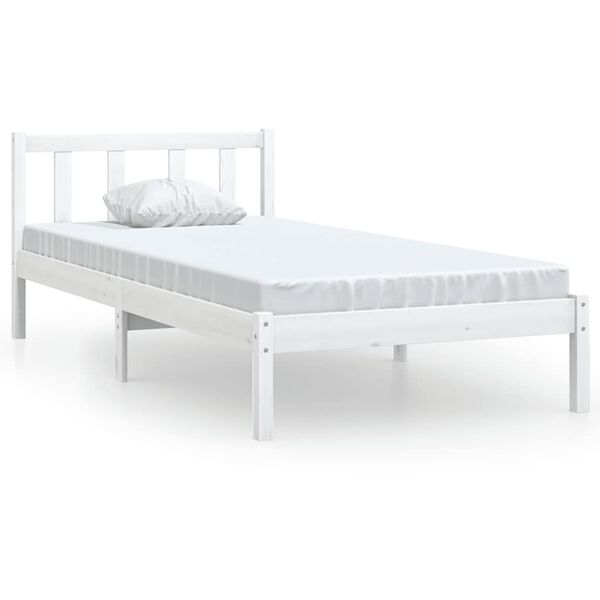 vidaXL Bed Frame without Mattress White Solid Wood Small Single
