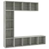 vidaXL Book Cabinet | Set of 3 | Concrete Grey | Engineered wood | 180x30x180 cm