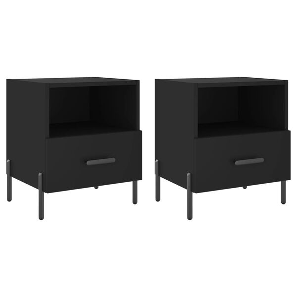 vidaXL Bedside Cabinets 2 pcs Black 40x35x47.5 cm Engineered Wood