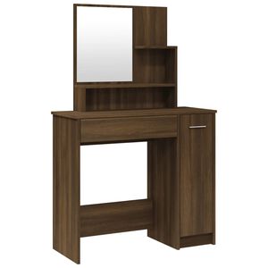 vidaXL Dressing Table with Mirror Brown Oak 86.5x35x136 cm