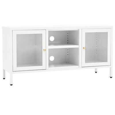 vidaXL TV Cabinet White 105x35x52 cm Steel and Glass