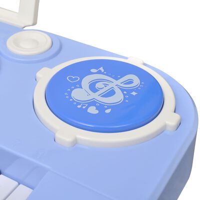Kids' Playroom Toy Keyboard with Stool/Microphone 37-key Blue