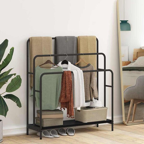 vidaXL Cloth Rack Black Oak 90 x 30 x 100.5 cm Engineered wood