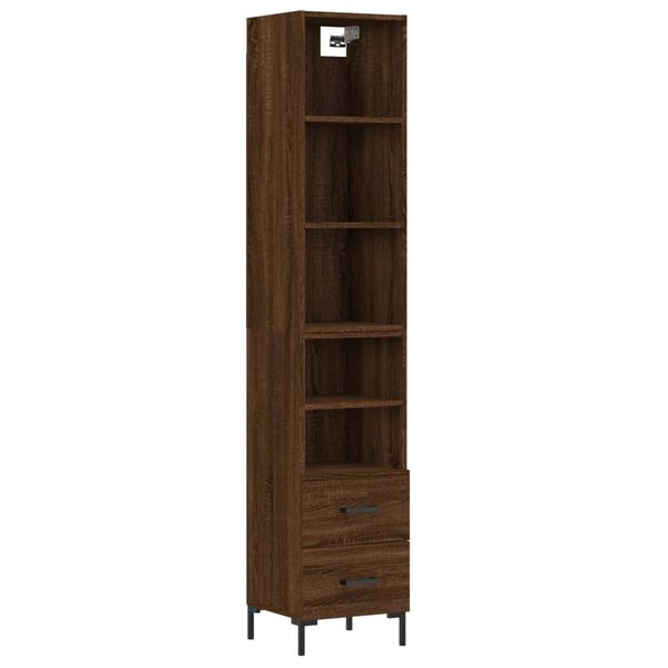 vidaXL Highboard Brown Oak 34.5x34x180 cm Engineered Wood