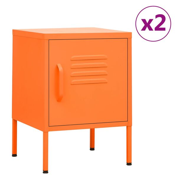 vidaXL Nightstands 2 pcs Orange 35x35x51 cm Steel