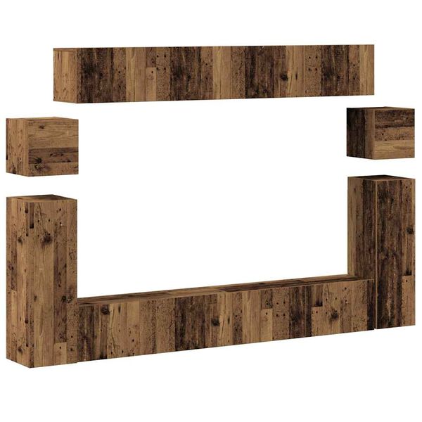 vidaXL 8 Piece TV Cabinet Set Wall-mounted Old Wood Engineered Wood