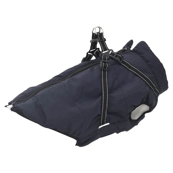vidaXL Dog Coat with Harness Waterproof Reflective Navy Blue 3XL