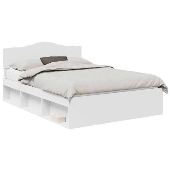 vidaXL Bed Frame with Headboard White 140 x 190 cm Solid Pine Wood