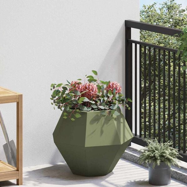vidaXL Planter 2 pcs Olive Green 50 x 50 x 40 cm Steel