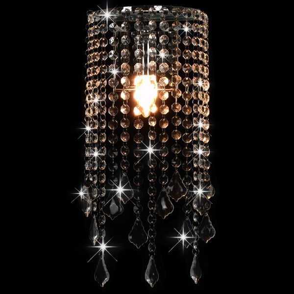 vidaXL Wall Lamp with Crystal Beads Silver Rectangular E14 Bulbs