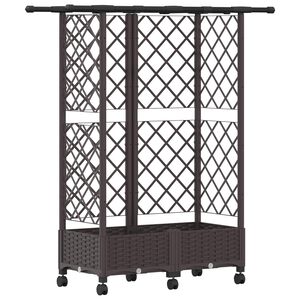 vidaXL Raised Bed with Trellis and Roof Brown 124 x 40 x 127 cm PP