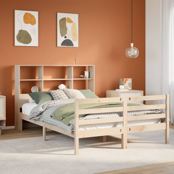 vidaXL Bookcase Bed without Mattress 120x190 cm Small Double Solid Wood Pine