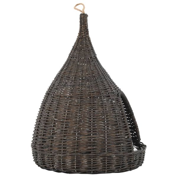 vidaXL Cat House with Cushion Grey 40x60 cm Natural Willow Teepee