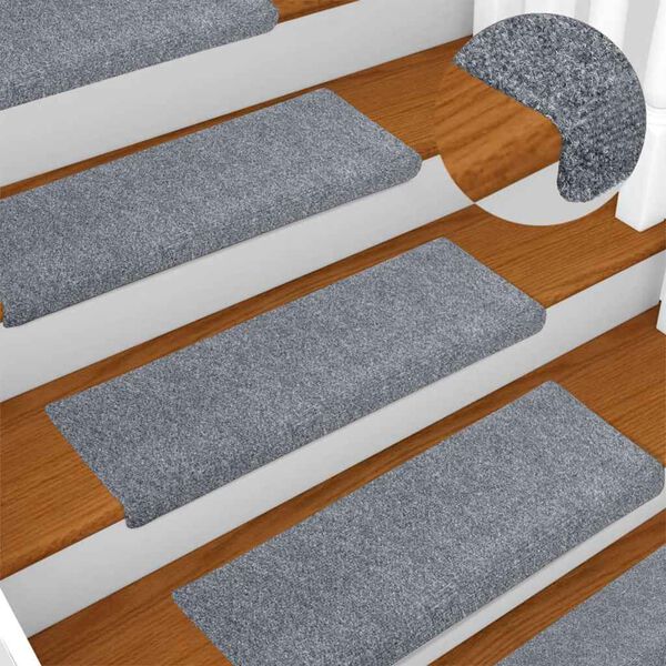 vidaXL Stair Mats Self-adhesive 5 pcs 65x21x4 cm Light Grey Rectangular Edge