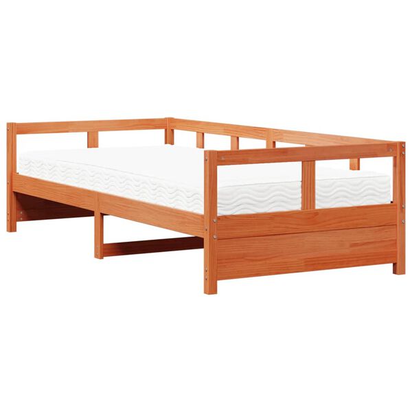 vidaXL Daybed with Mattress Wax Brown 80x200 cm Solid Wood Pine