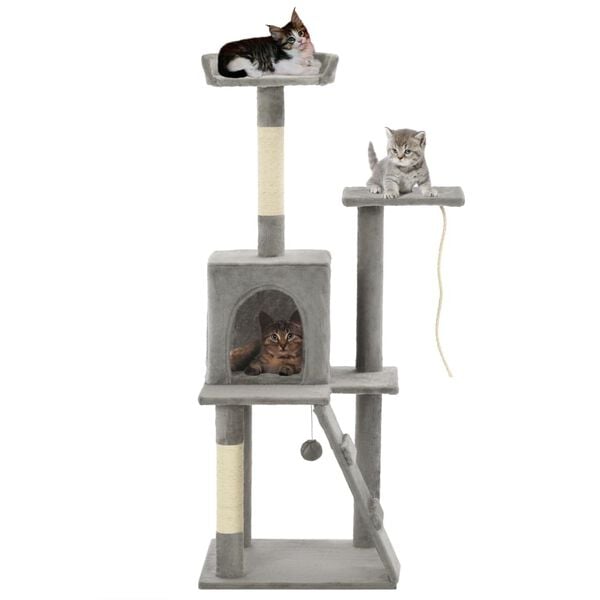 vidaXL Cat Tree with Sisal Scratching Posts 120 cm Grey