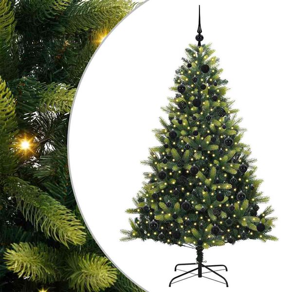 vidaXL Artificial Hinged Christmas Tree 300 LEDs Green 180 cm