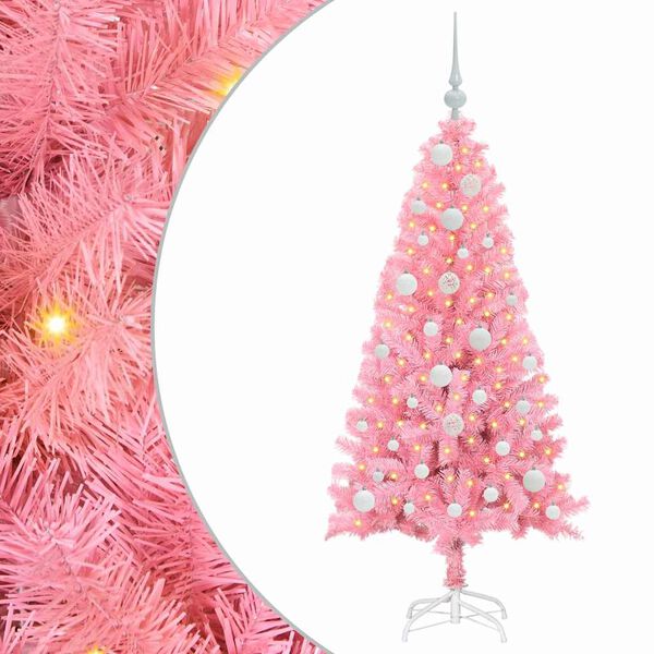 vidaXL Christmas Tree with 150 LEDs with Stand Pink 120 cm PVC