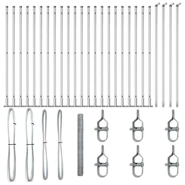 vidaXL Fence Post Silver 50 x 1.5 m (36 mm mesh) Steel