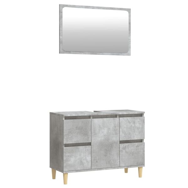 vidaXL 2 Piece Bathroom Furniture Set Concrete Grey Engineered Wood