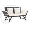 vidaXL Garden Bench with Cushions Black 176 cm Poly Rattan