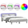 vidaXL Bed Frame with LED without Mattress Grey Sonoma 140x190 cm