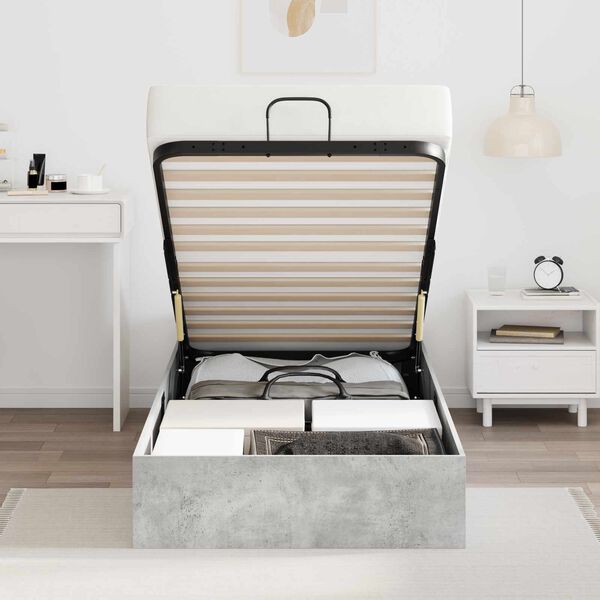 vidaXL Ottoman Bed Frame Concrete Grey 100 x 200 cm Engineered Wood