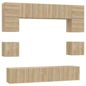 vidaXL 8 Piece TV Cabinet Set Sonoma Oak Engineered Wood