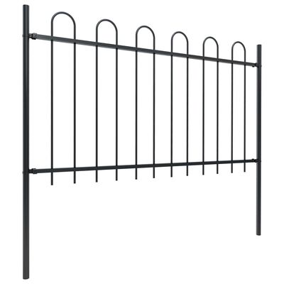 vidaXL Garden Fence with Hoop Top Steel 15.3x1 m Black