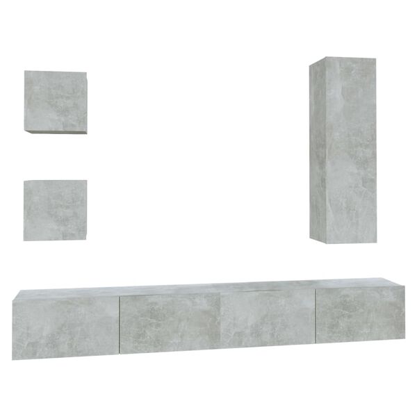 vidaXL 5 Piece TV Cabinet Set Concrete Grey Engineered Wood