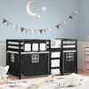 vidaXL Kids' Loft Bed with Curtains without Mattress White&Black 80x200 cm