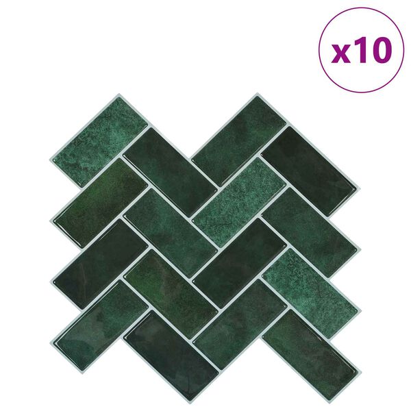 vidaXL Herringbone Tile 10 pcs Dark Green 30 x 30 cm