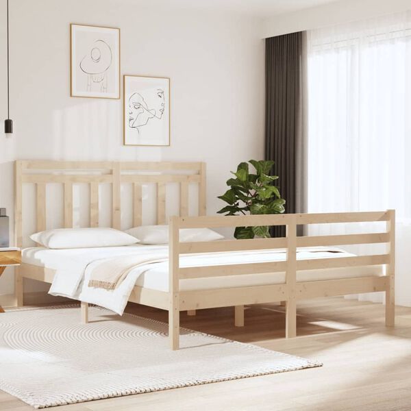 vidaXL Bed Frame without Mattress 150x200 cm King Size Solid Wood