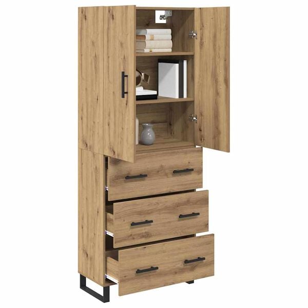vidaXL Highboard 2 pcs Artisan Oak Engineered Wood and Glass