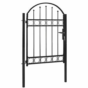 vidaXL Fence Gate with Arched Top Steel 104x125 cm Black