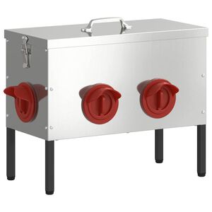 vidaXL Chicken Feeder Silver 41.5 x 20.5 x 33 cm Galvanised Steel