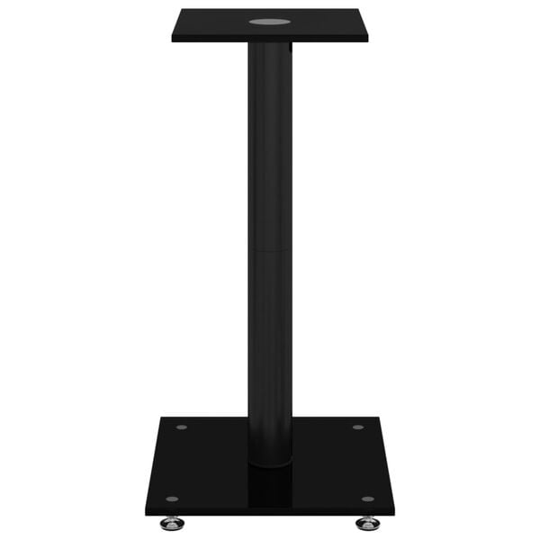vidaXL Speaker Stands 2 pcs Black Tempered Glass 1 Pillar Design