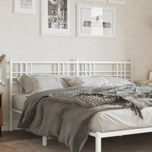 vidaXL Metal Headboard White 200cm