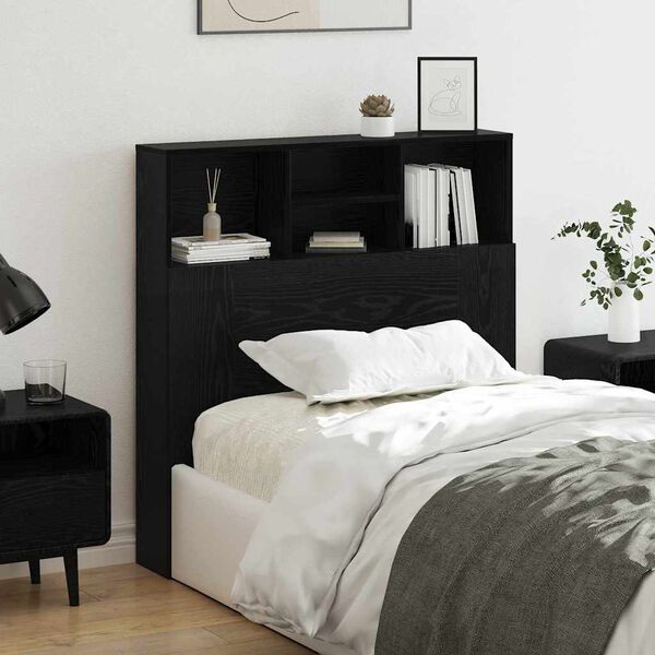 vidaXL Headboard Cabinet Black Oak 100 x 19 x 103.5 cm Engineered Wood