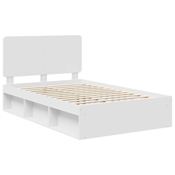 vidaXL Bed Frame with Headboard White 135 x 190 cm Solid Pine Wood