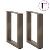 vidaXL Coffee Table Legs U-Shaped 2 pcs Natural Steel 28x(42-43) cm Steel