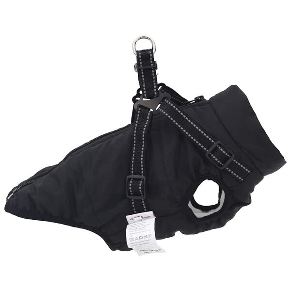 vidaXL Dog Coat with Harness Waterproof Reflective Black L