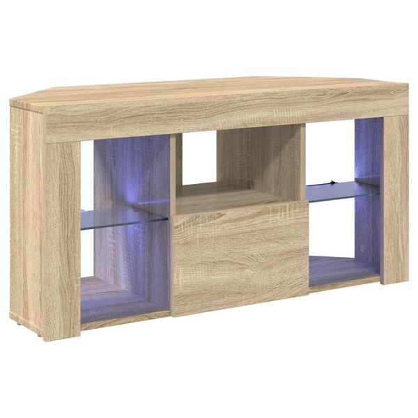 vidaXL Corner LED TV Cabinet Wall-mounted Sonoma Oak 102 x 40 x 50 cm