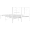 vidaXL Metal Bed Frame without Mattress with Headboard White 120x200cm